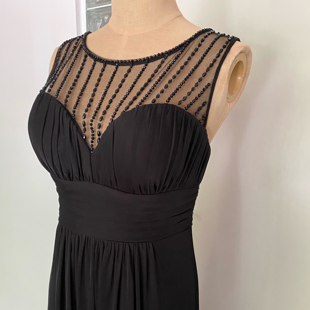 Beaded full length sleeveless gown